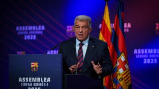 Joan Laporta, durante la Asamblea general ordinaria del Barça.