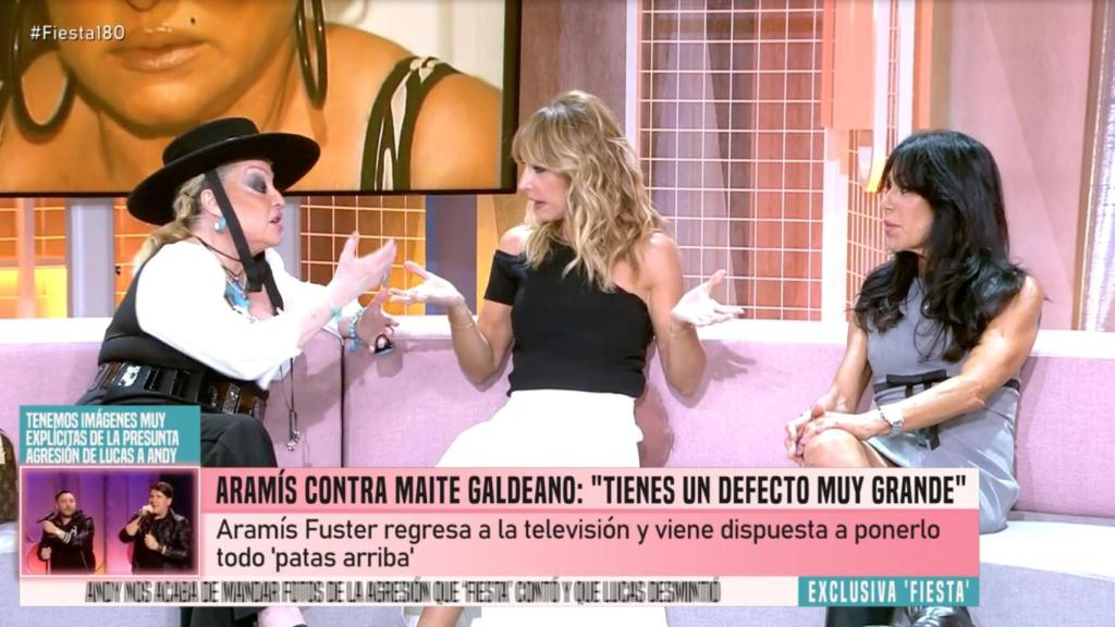Aramís Fuster, Emma García y Maite Galdeano en 'Fiesta'.