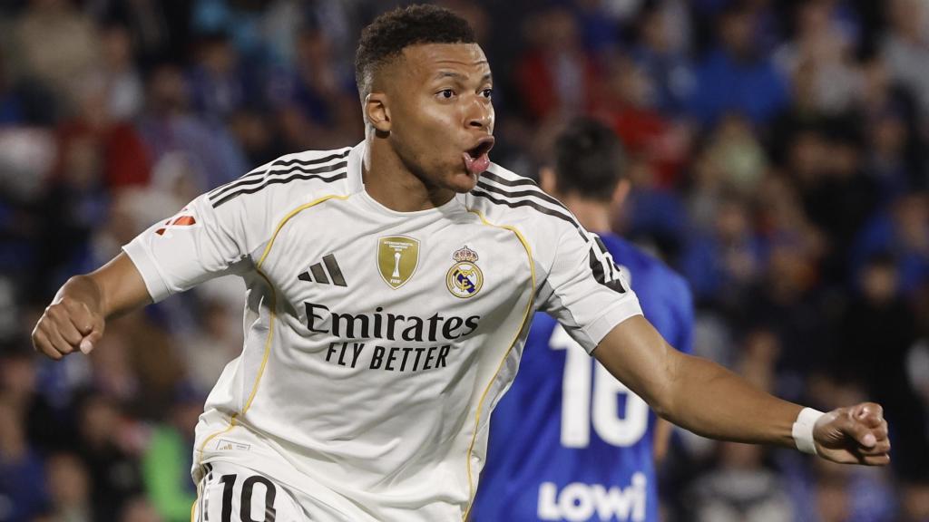 Mbappé celebra el gol marcado ante el Getafe.