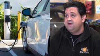 Montaje de un coche eléctrico y Jorge González