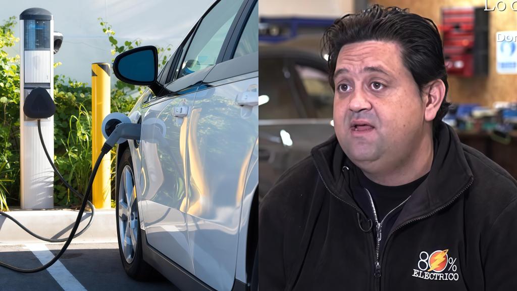 Montaje de un coche eléctrico y Jorge González