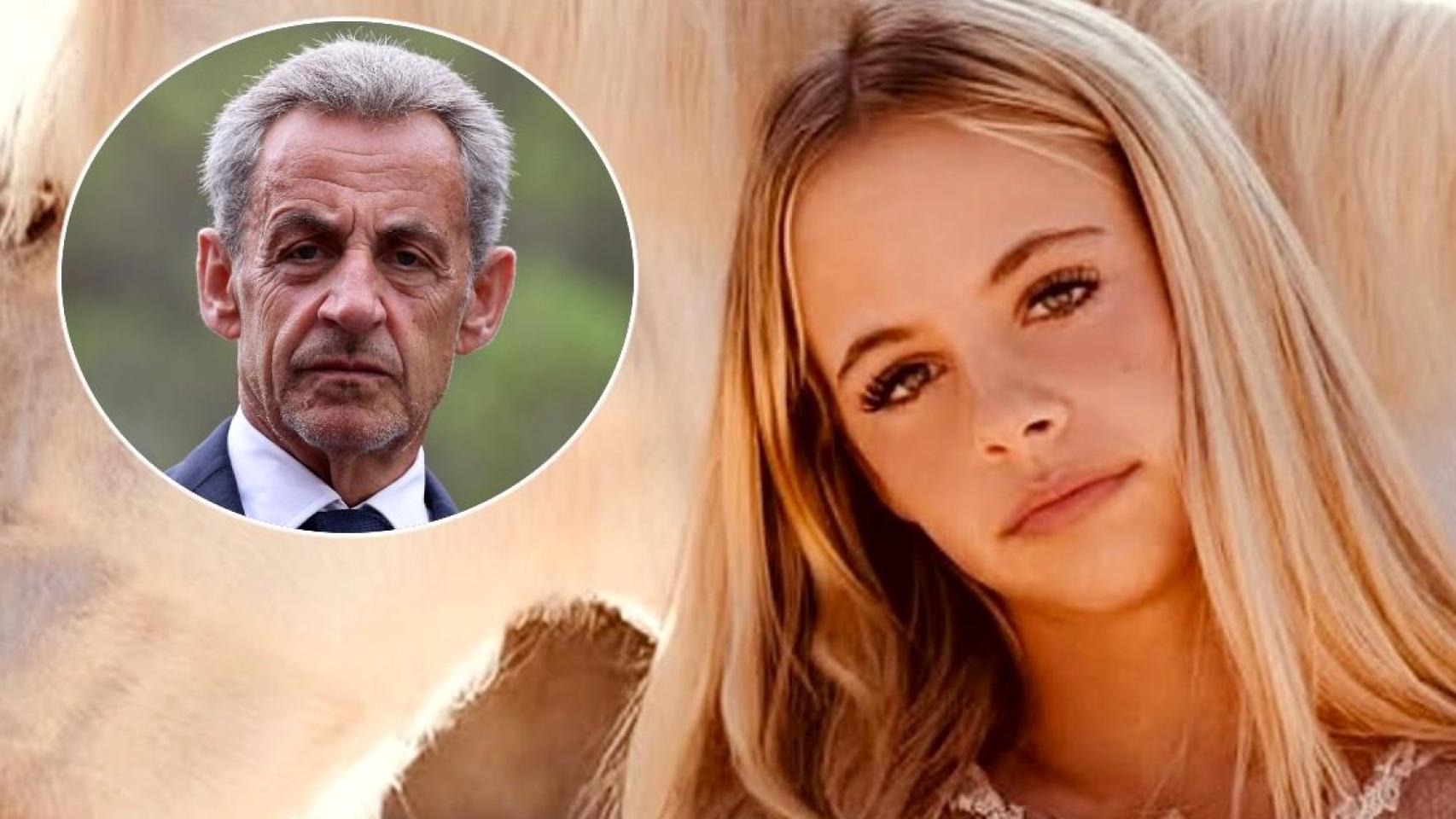 Giulia junto a su padre, Nicolas Sarkozy, en un fotomontaje de EL ESPAÑOL.