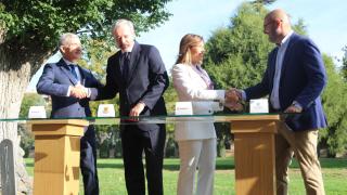 Firma del convenio entre Ibercaja, Gobierno de Aragón, Ayuntamiento de Zaragoza y la Junta de Compensación de Arcosur