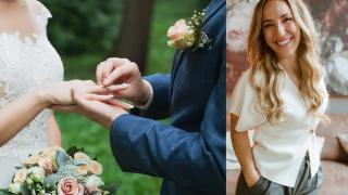 Dos personas casándose y la wedding planner Asunta de 'Love a tope'.