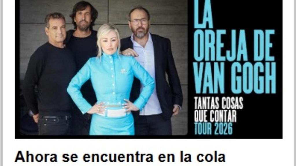 Captura de la página para adquirir las entradas del concierto de la Oreja de Van Gogh
