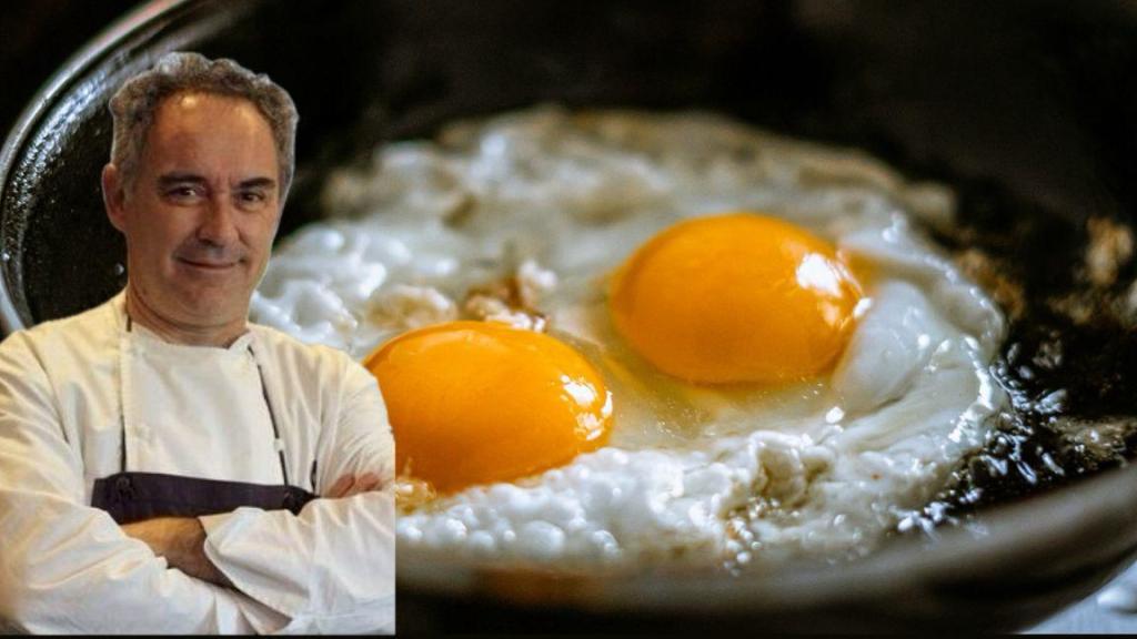 El chef Ferran Adrià junto a unos huevos fritos.