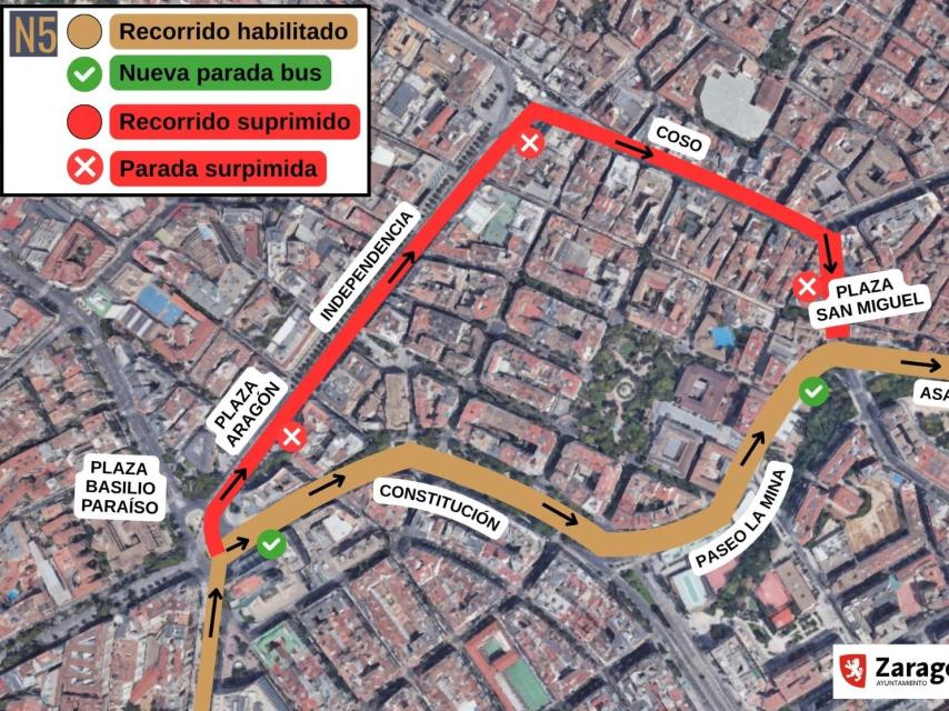 Nuevo recorrido de la N5.