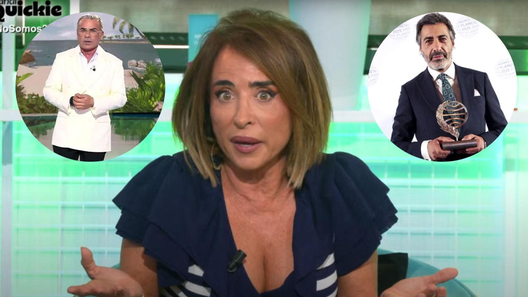 María Patiño junto a imágenes de Juan del Val y Jorge Javier Vázquez.