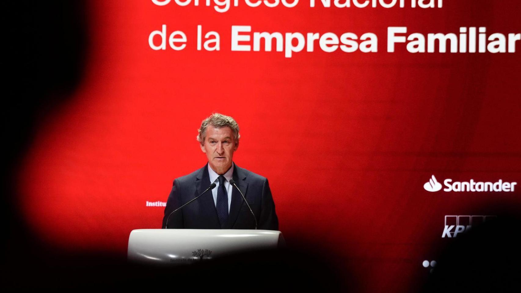 Alberto Núñez Feijóo, en su discurso ante el Congreso de la Empresa Familiar, en Burgos.