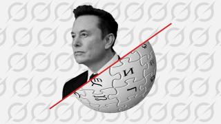 Montaje con Elon Musk y los logos de Wikipedia y Grok