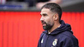 Dani Carvajal, antes de un partido con el Real Madrid