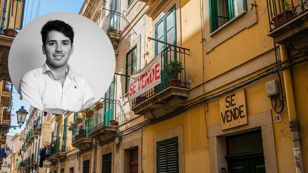 Montaje de Juan Carlos Soldado con viviendas en venta en una imagen creada con IA.