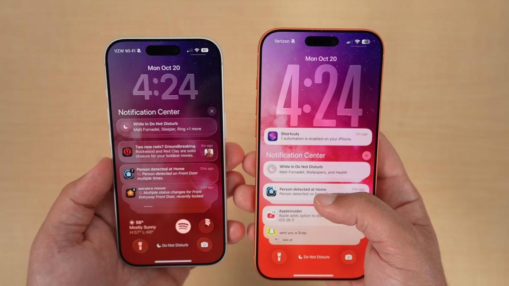 Diferencia de transparencias entre ambos sistemas.