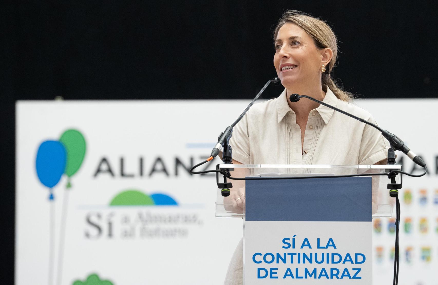 María Guardiola, presidenta de Extremadura, durante su intervención en un acto de apoyo a la continuidad de la Central Nuclear de Almaraz.