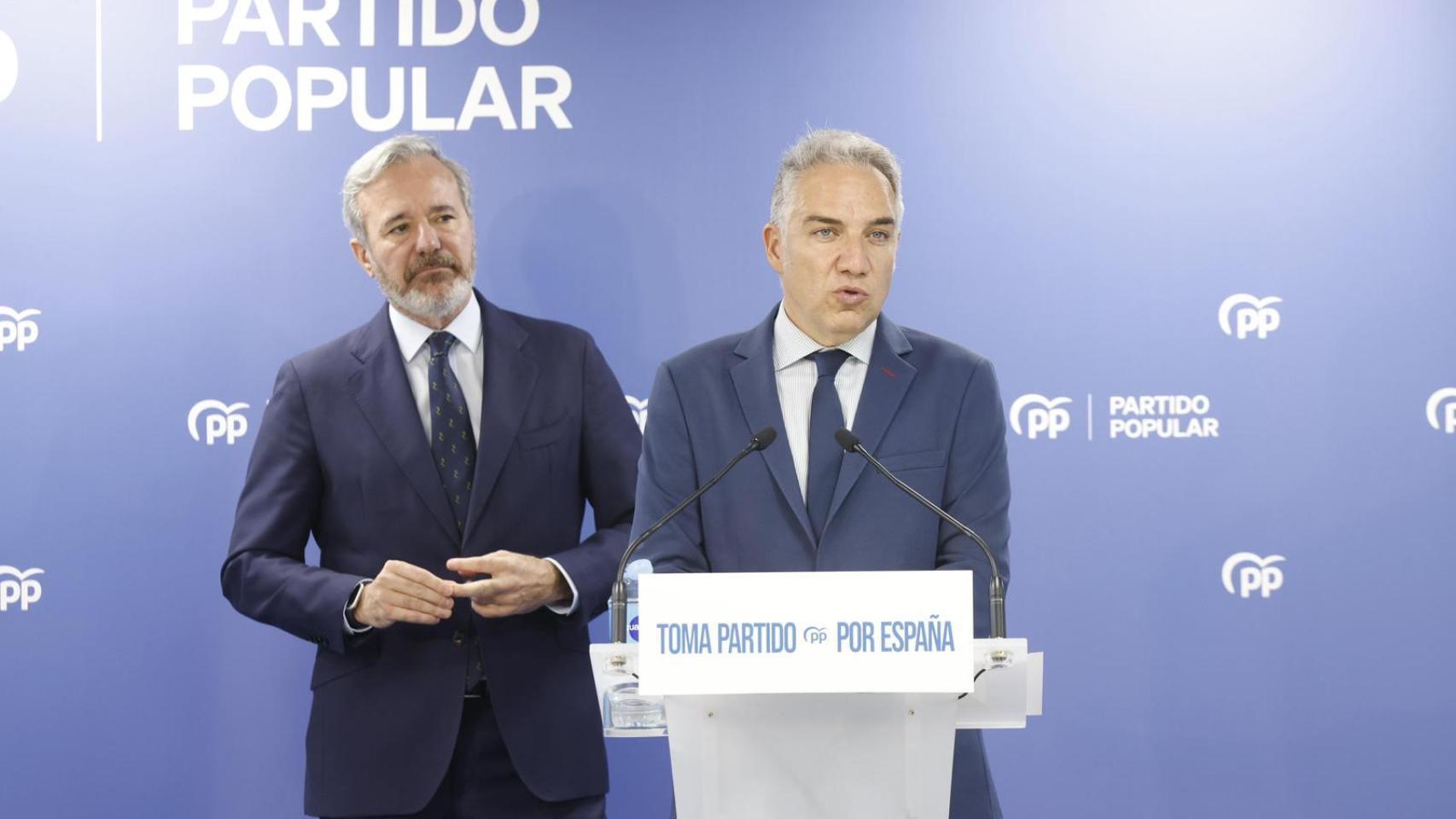 Bendodo, este martes con el presidente del PP-Aragón, Jorge Azcón.