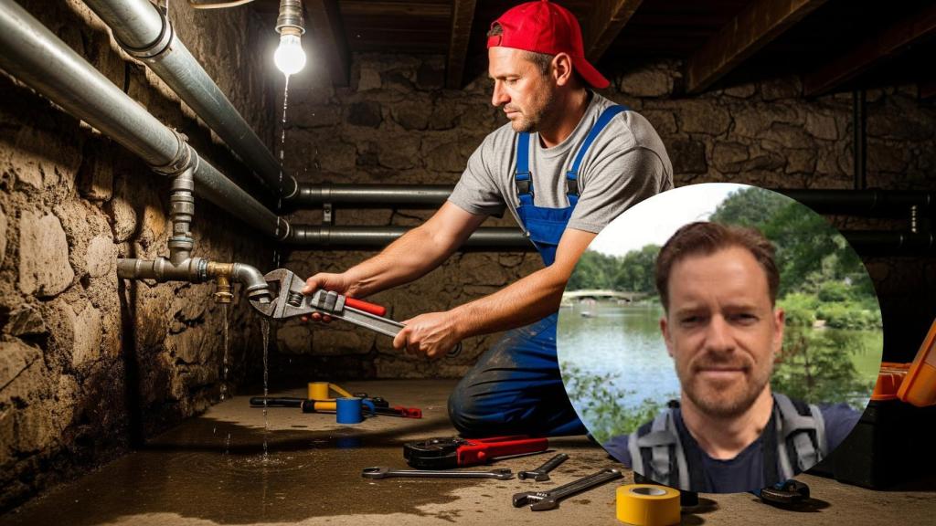 Montaje de Pablo con un fontanero en una imagen creada con IA.