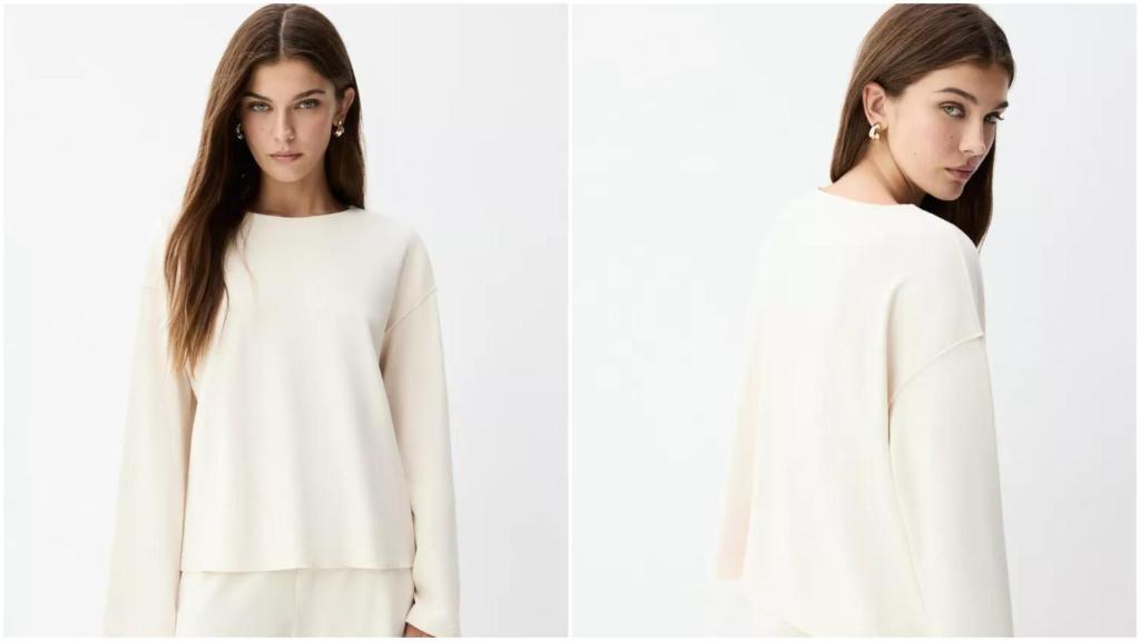 Sudadera en blanco crudo. Ref: 5114/300/959