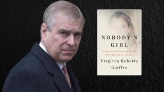 El príncipe Andrés, junto a la portada del libro de Virginia Giuffre en un montaje de EL ESPAÑOL.