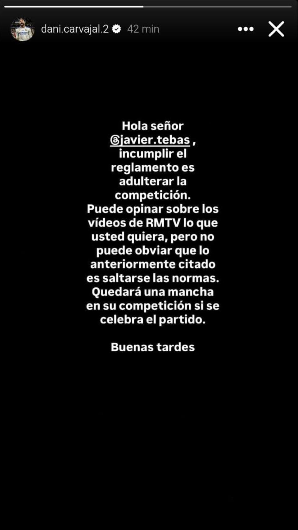 La respuesta de Carvajal a Tebas.