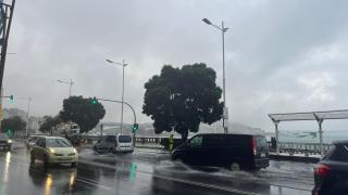 Zona del paseo marítimo de A Coruña tras las lluvias.