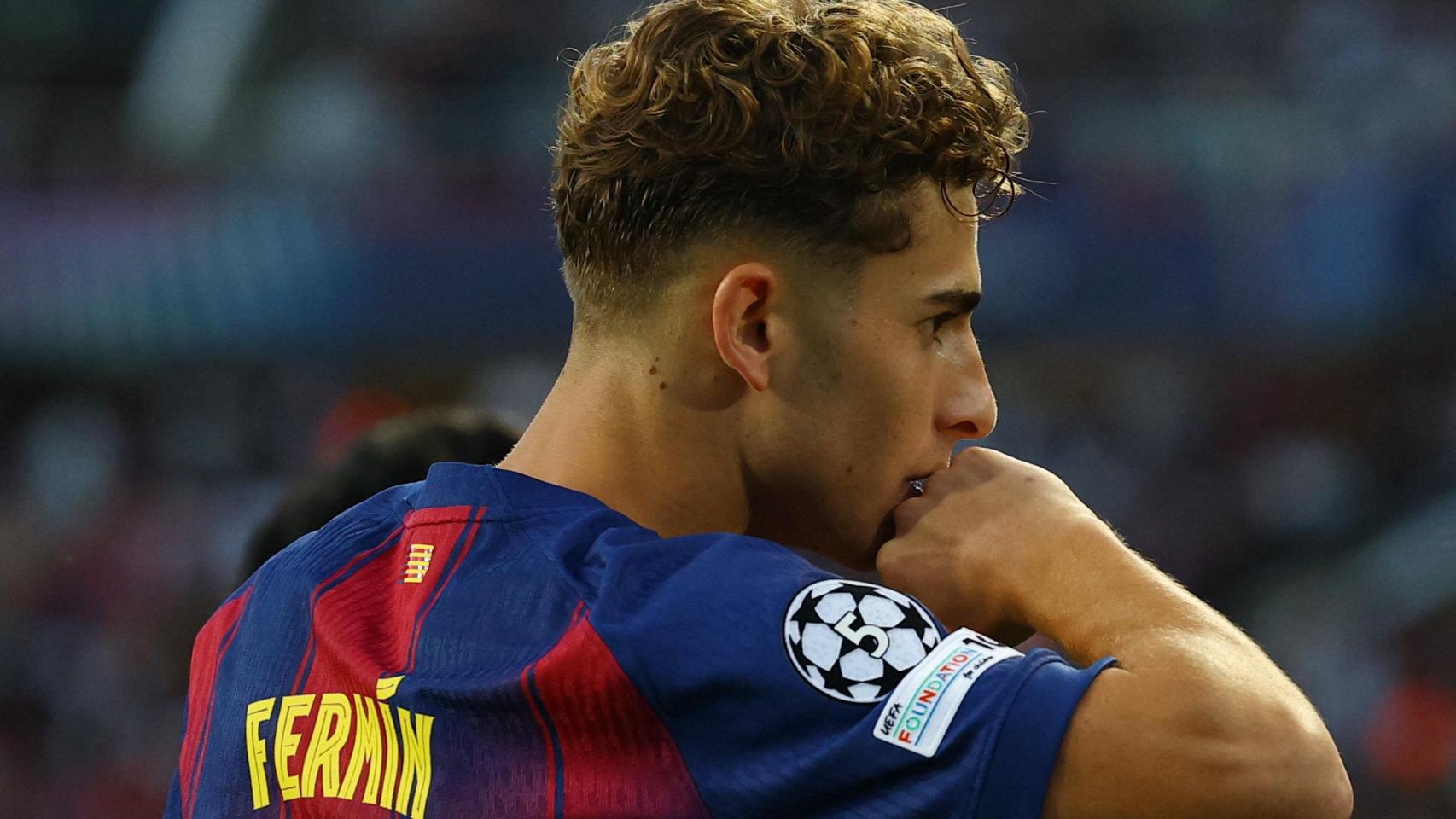 Fermín celebra su segundo gol ante el Olympiacos.