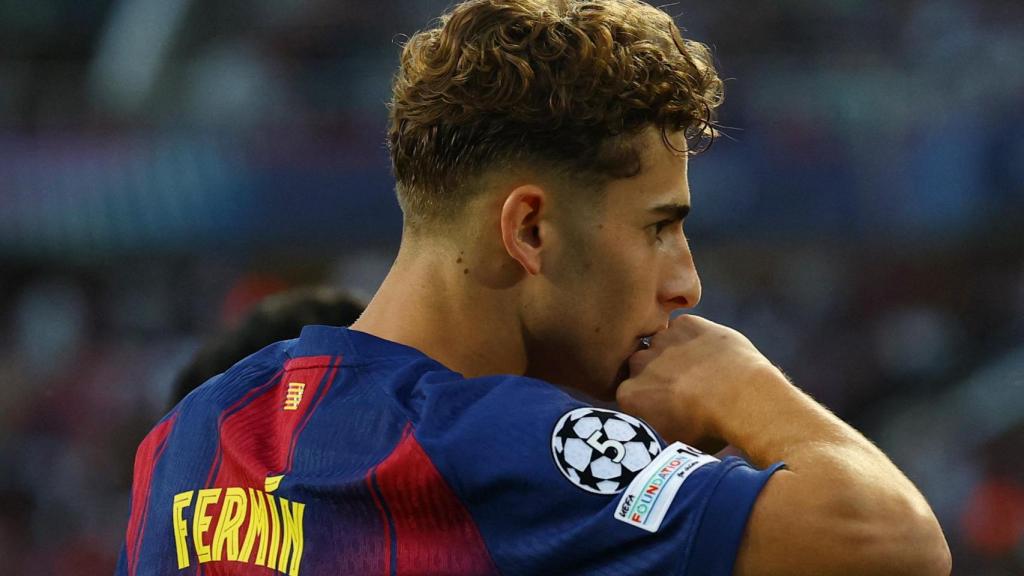 Fermín celebra su segundo gol ante el Olympiacos.
