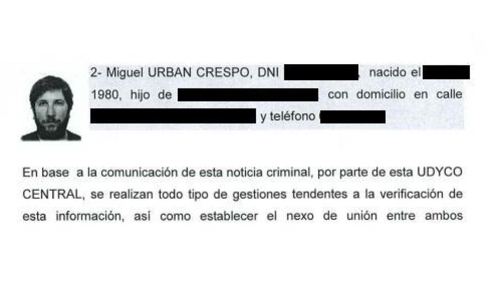 Imagen de Urbán en las diligencias abiertas por Antidroga.