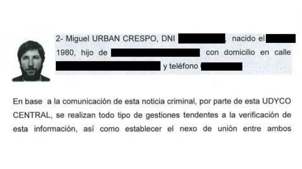 Imagen de Urbán en las diligencias abiertas por la Fiscalía Antidroga.