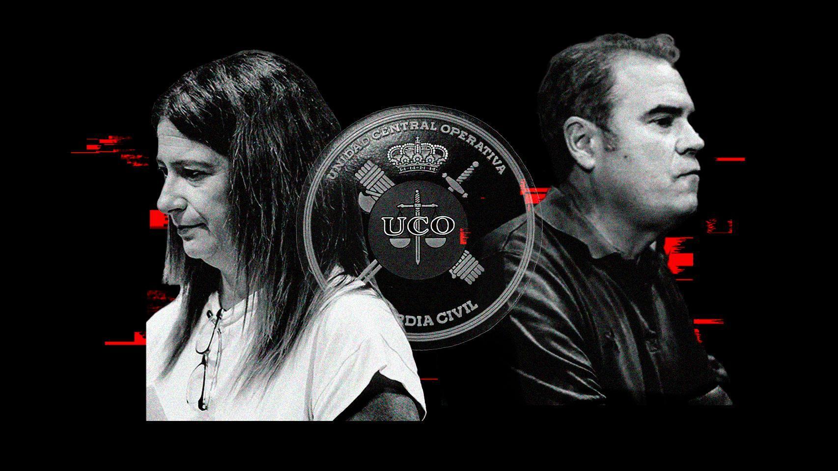 Fotomontaje con los rostros de Leire Díez y Pérez Dolset.