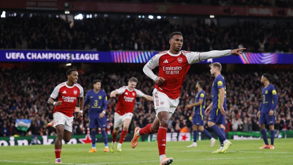 Gabriel celebra su gol ante el Atlético.