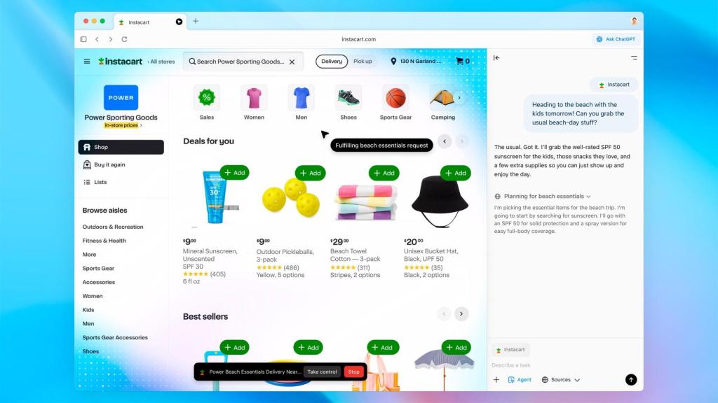 El agente de Atlas comprando lo que necesitemos para ir a la playa