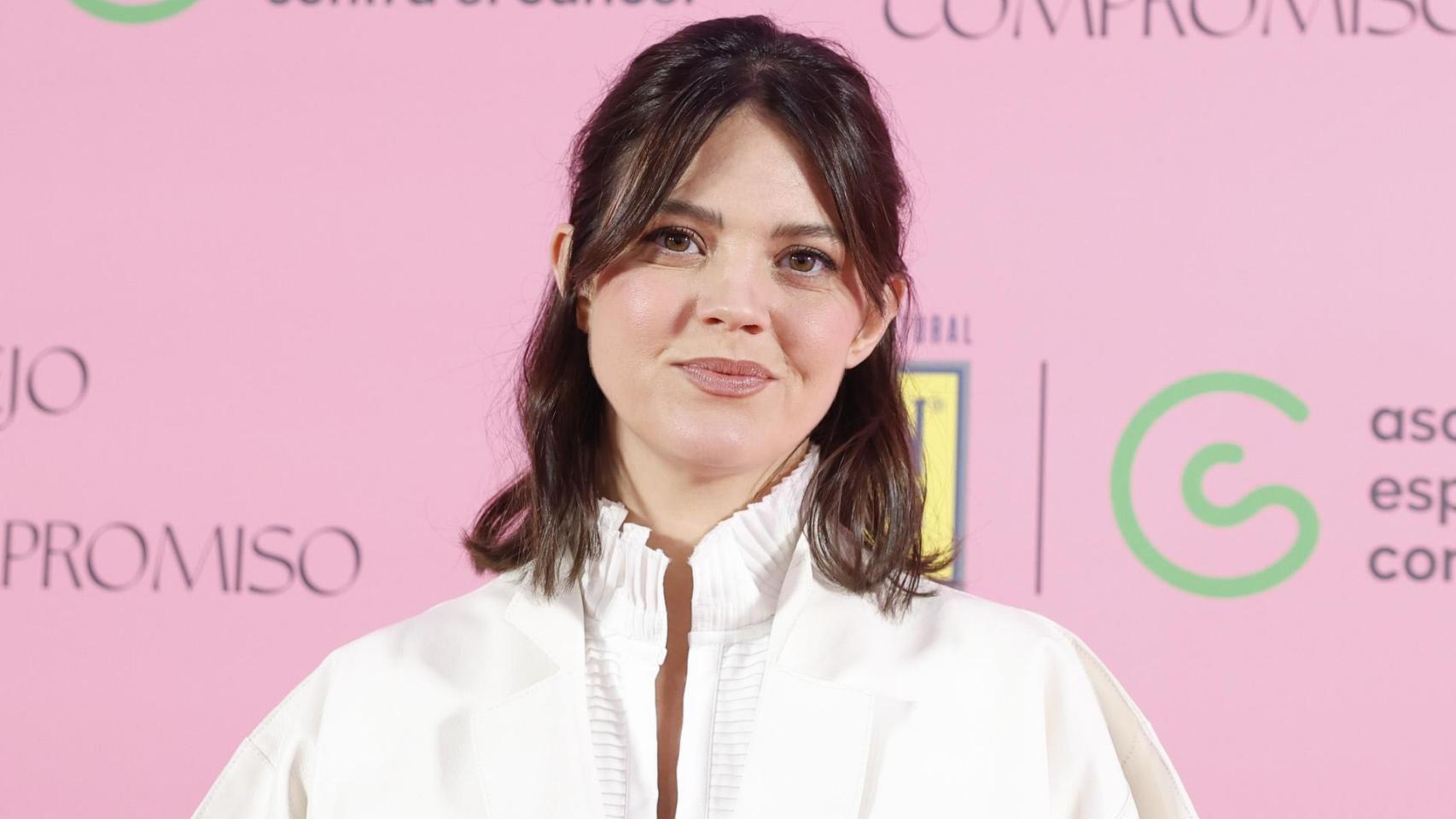 Isabel Junot en el photocall de Solan de Cabras.