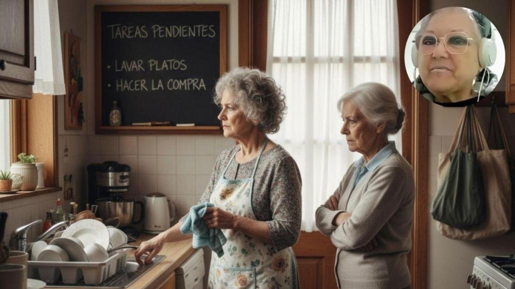 Fotomontaje de Encarna y dos jubiladas compartiendo piso.