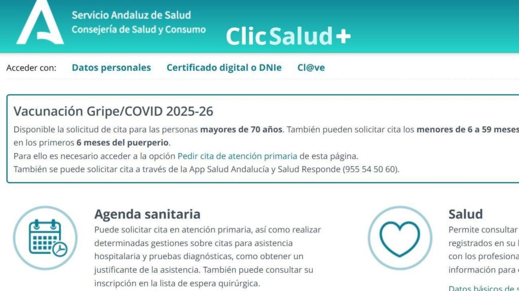 La web de CllickSalud, ya operativa al cien por cien este miércoles.