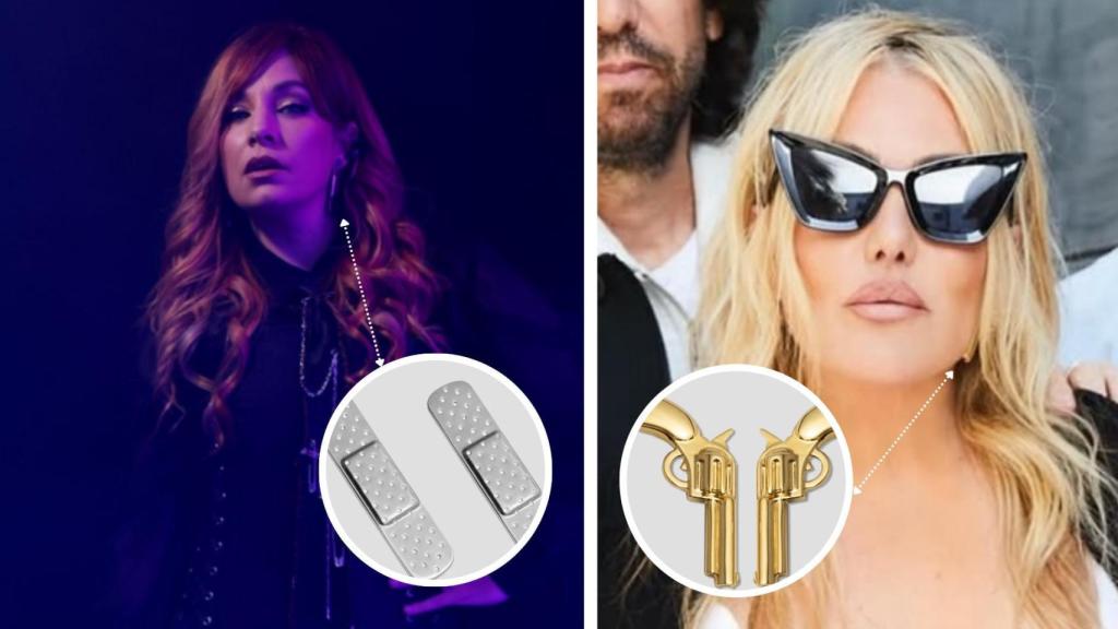 Un montaje con imágenes de La Oreja de Van Gogh y los pendientes de Rod Almayate.