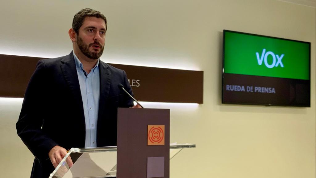 Alejandro Nolasco, portavoz de Vox, este miércoles en las Cortes de Aragón.