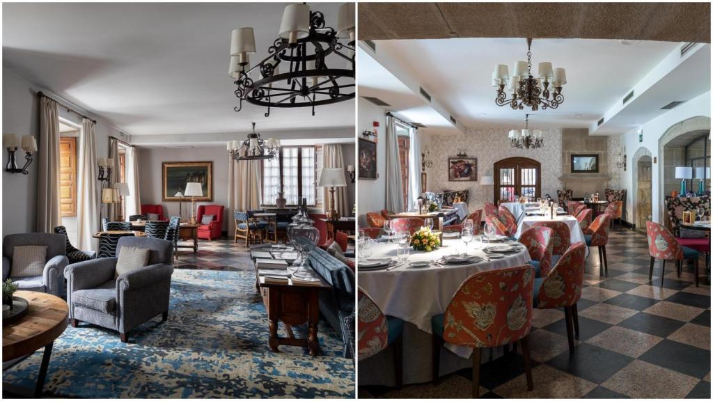 Uno de los salones y restaurantes del Parador de Pontevedra