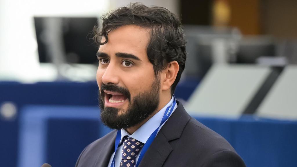 El eurodiputado Alvise Pérez, durante una de sus últimas intervenciones ante el pleno de la Eurocámara en Estrasburgo