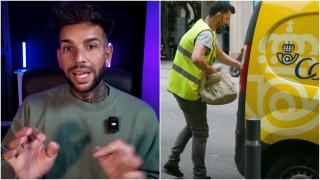 Rubén Cardona,el español en Suiza junto a una imagen de un trabajador de Correos.