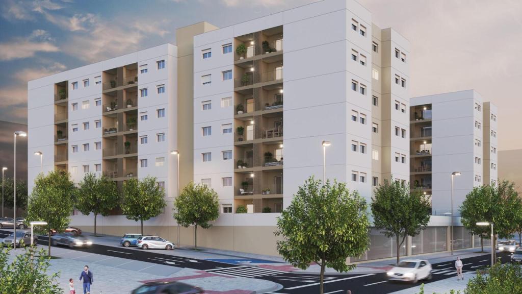 Infografía de la promovión de VPO de Coanfi en Distrito Zeta de Málaga.