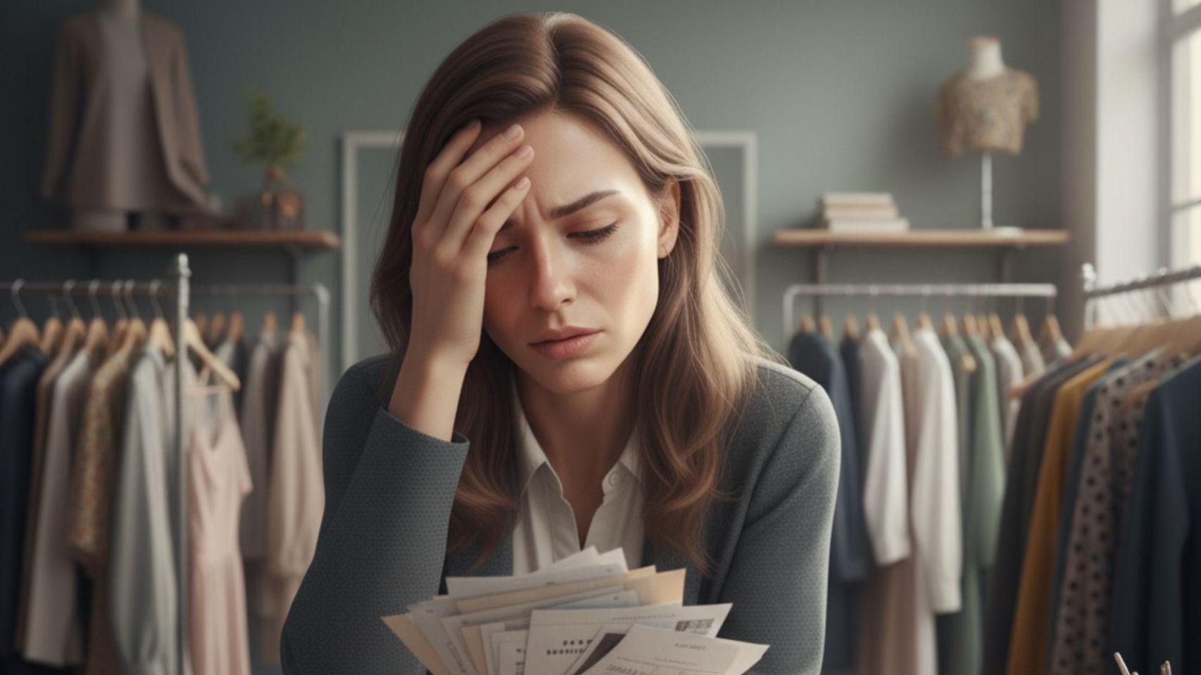 Una empresaria autónoma viendo las facturas. Imagen creada con IA.