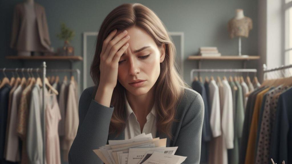 Una empresaria autónoma viendo las facturas. Imagen creada con IA.