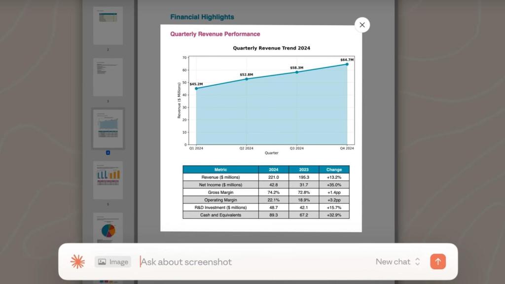 La captura de pantalla con la barra flotante de Claude en Mac