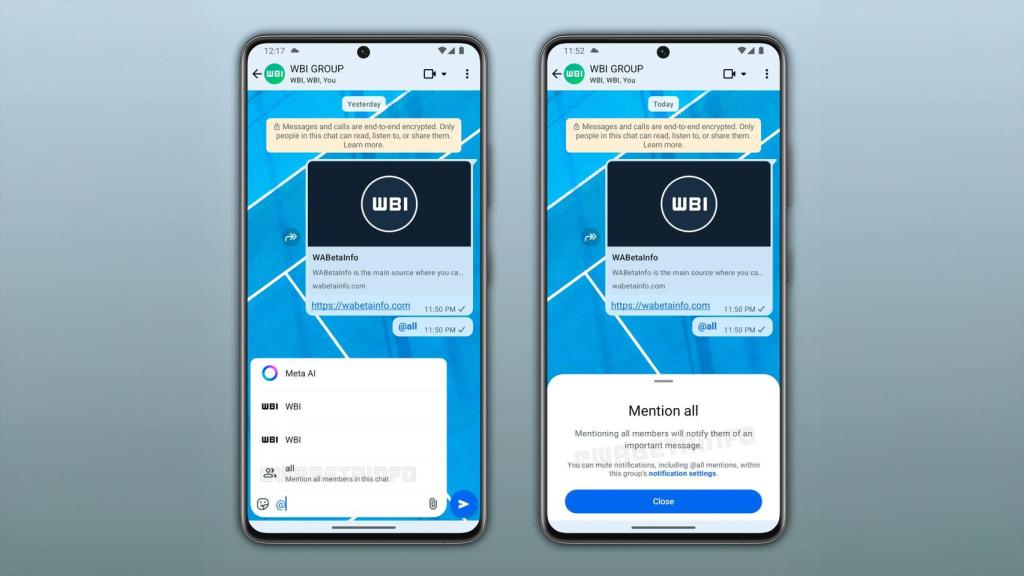 La mención @todos en WhatsApp