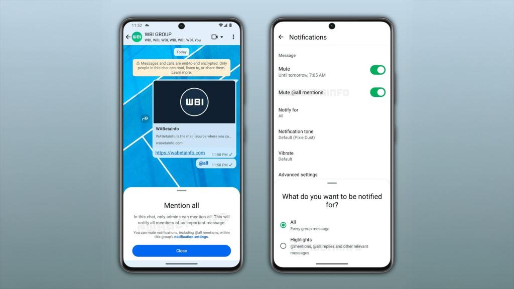 La configuración de privacidad de @todos en WhatsApp