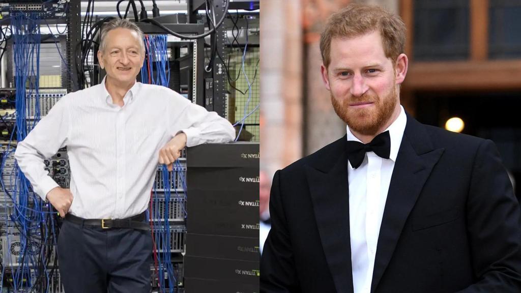 Geoffrey Hinton, en la Universidad de Toronto a la izquierda y Príncipe Harry a la derecha
