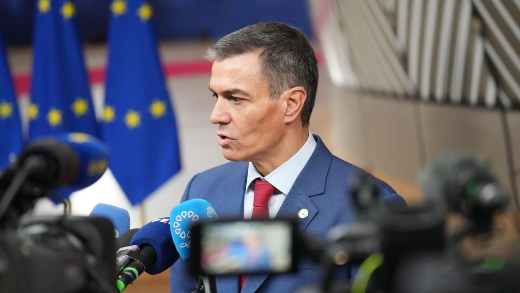 El presidente del Gobierno, Pedro Sánchez, hoy a su llegada a la reunión del Consejo Europeo en Bruselas.