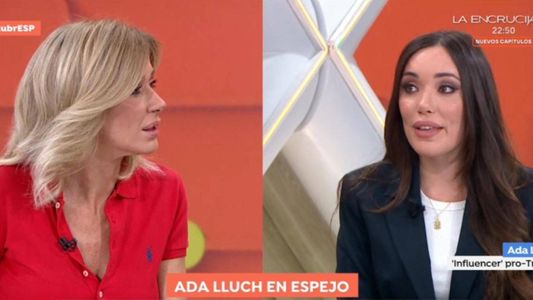 Susanna Griso y Ada Lluch, la 'influencer trumpista', en 'Espejo Público'.