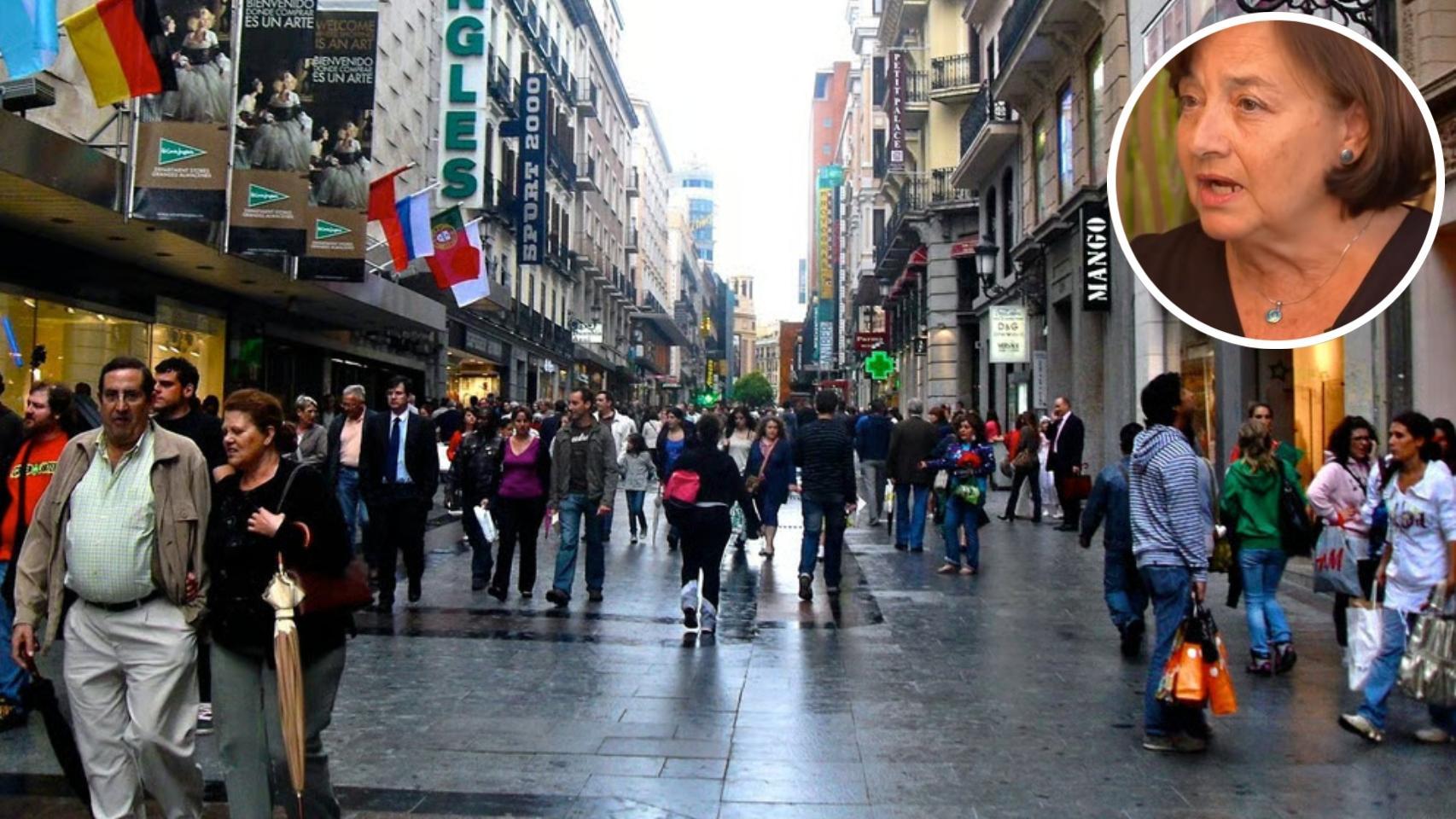 Mercedes, vecina de la calle Preciados de Madrid.