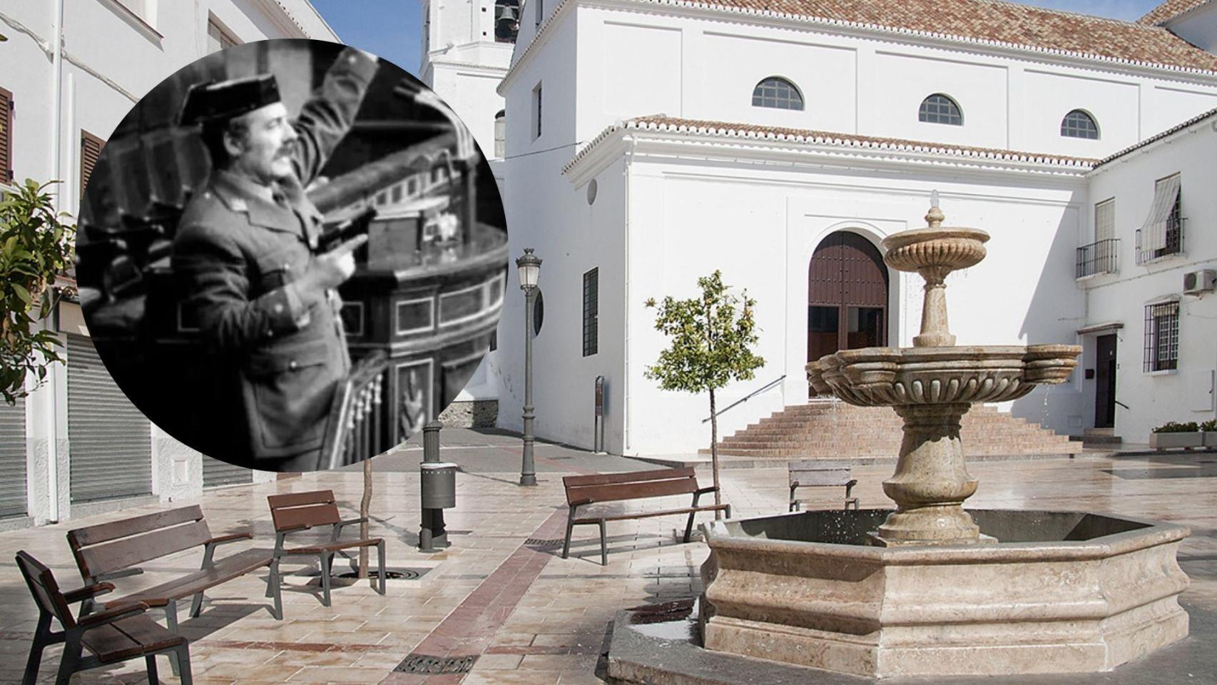 Antonio Tejero el 23-F y una imagen de Alhaurín el Grande.